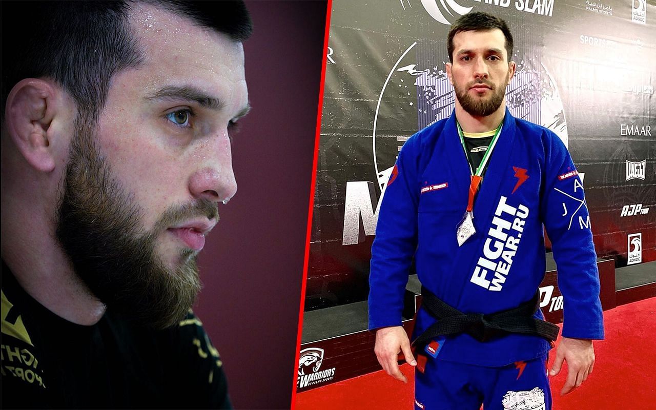 Magomed Abdulkadirov (left) and Abdulkadirov during a BJJ tournament (right)