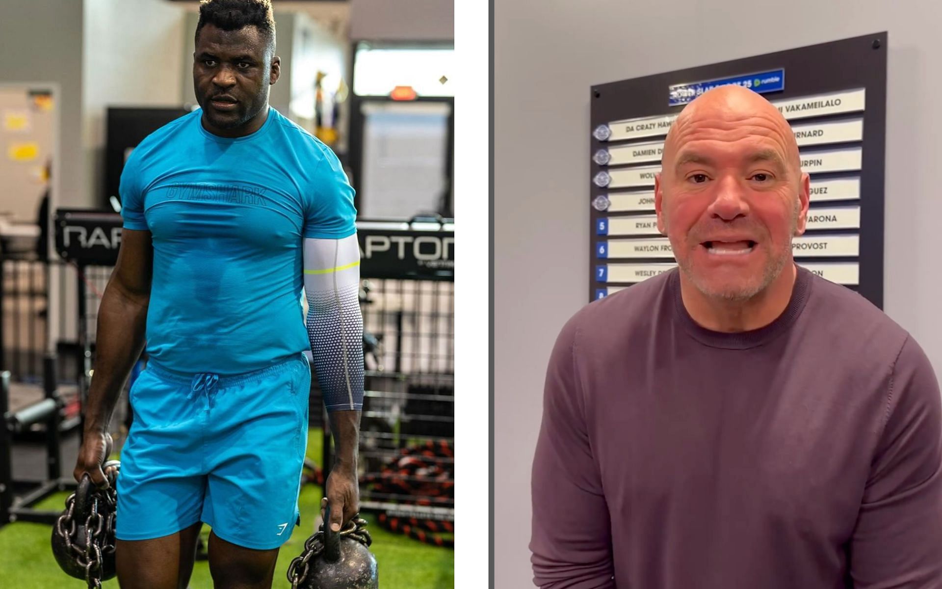 Francis Ngannou (left) and Dana White (right) [Photo Courtesy @francisngannou and @danawhite on Instagram]