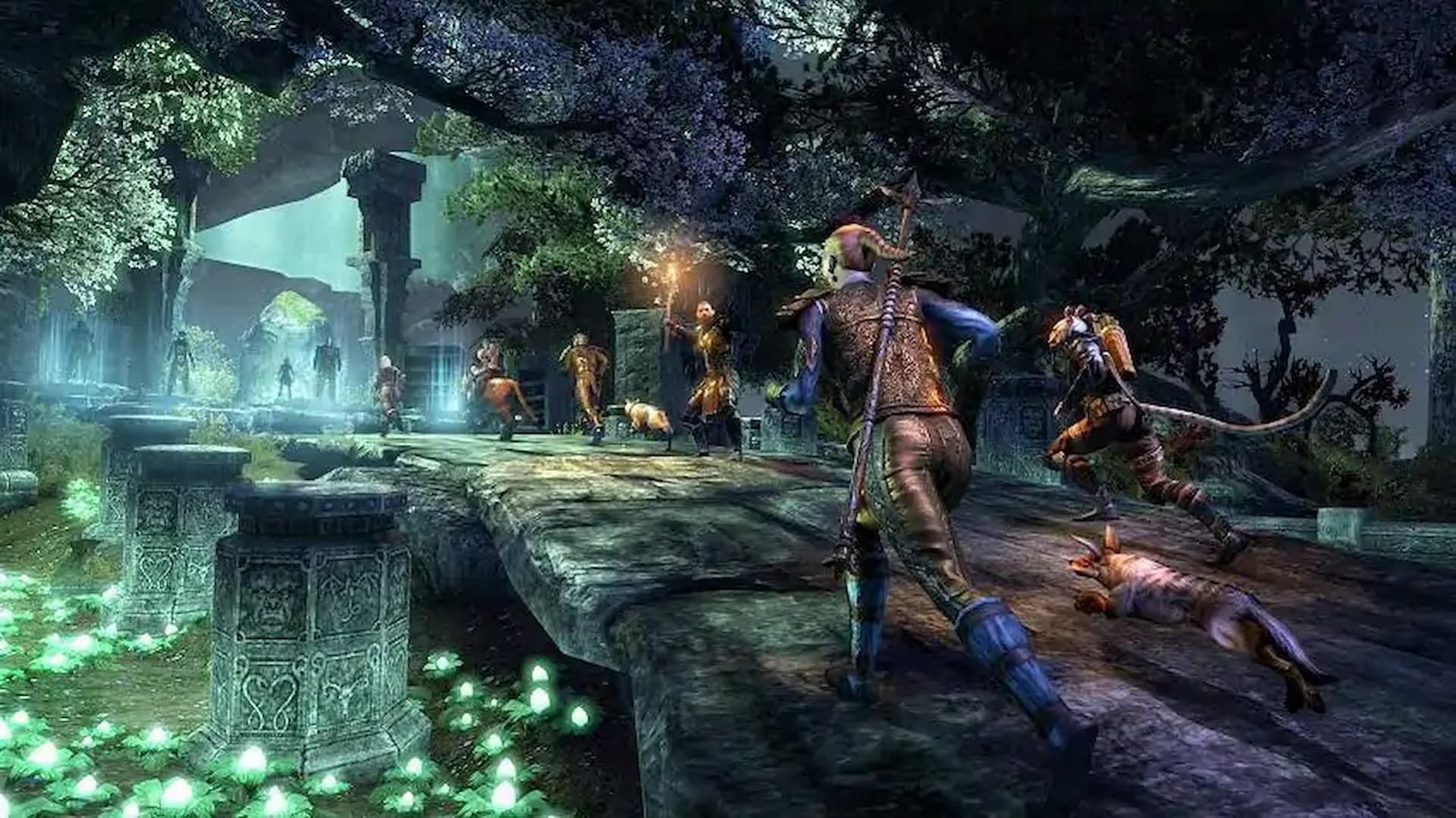 Adventurers running towards battle in Elder Scrolls Online