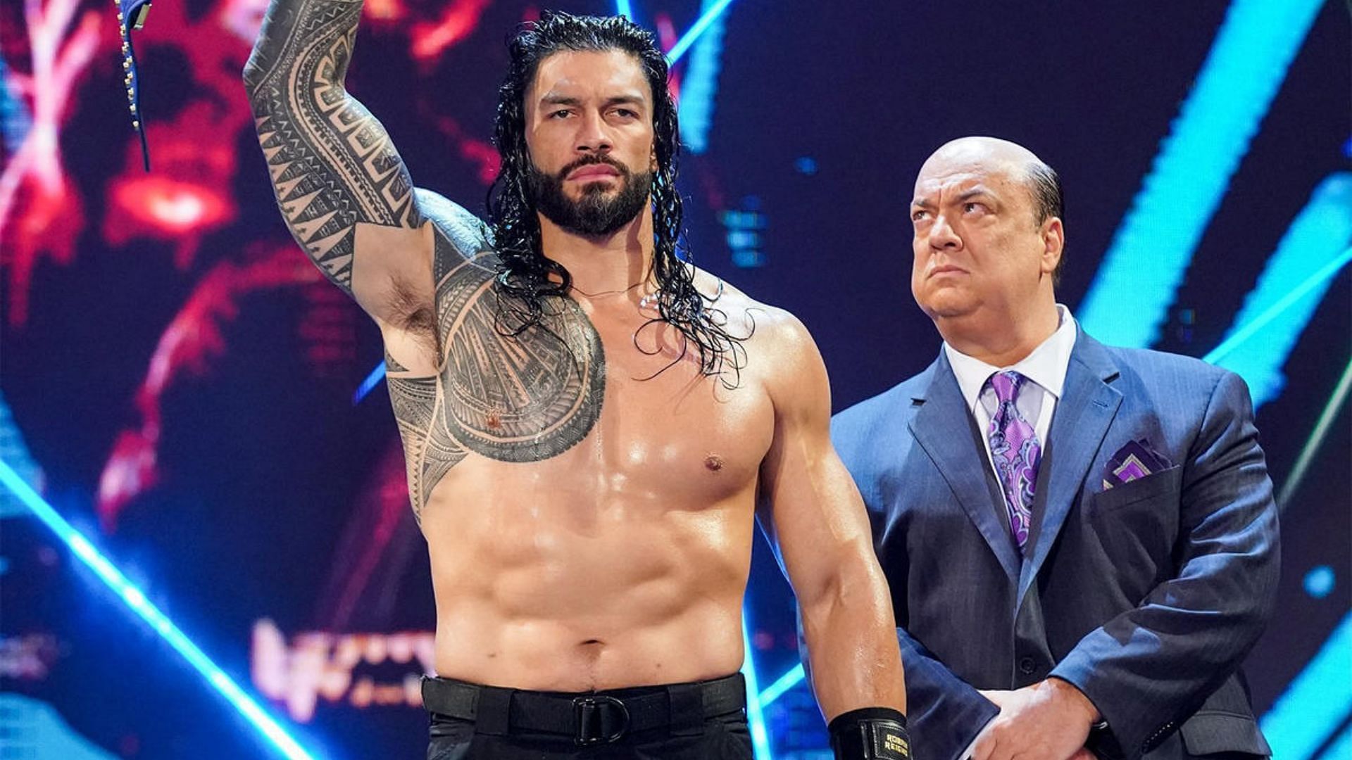 Roman Reigns during his entrance. Image Credits: wwe.com 