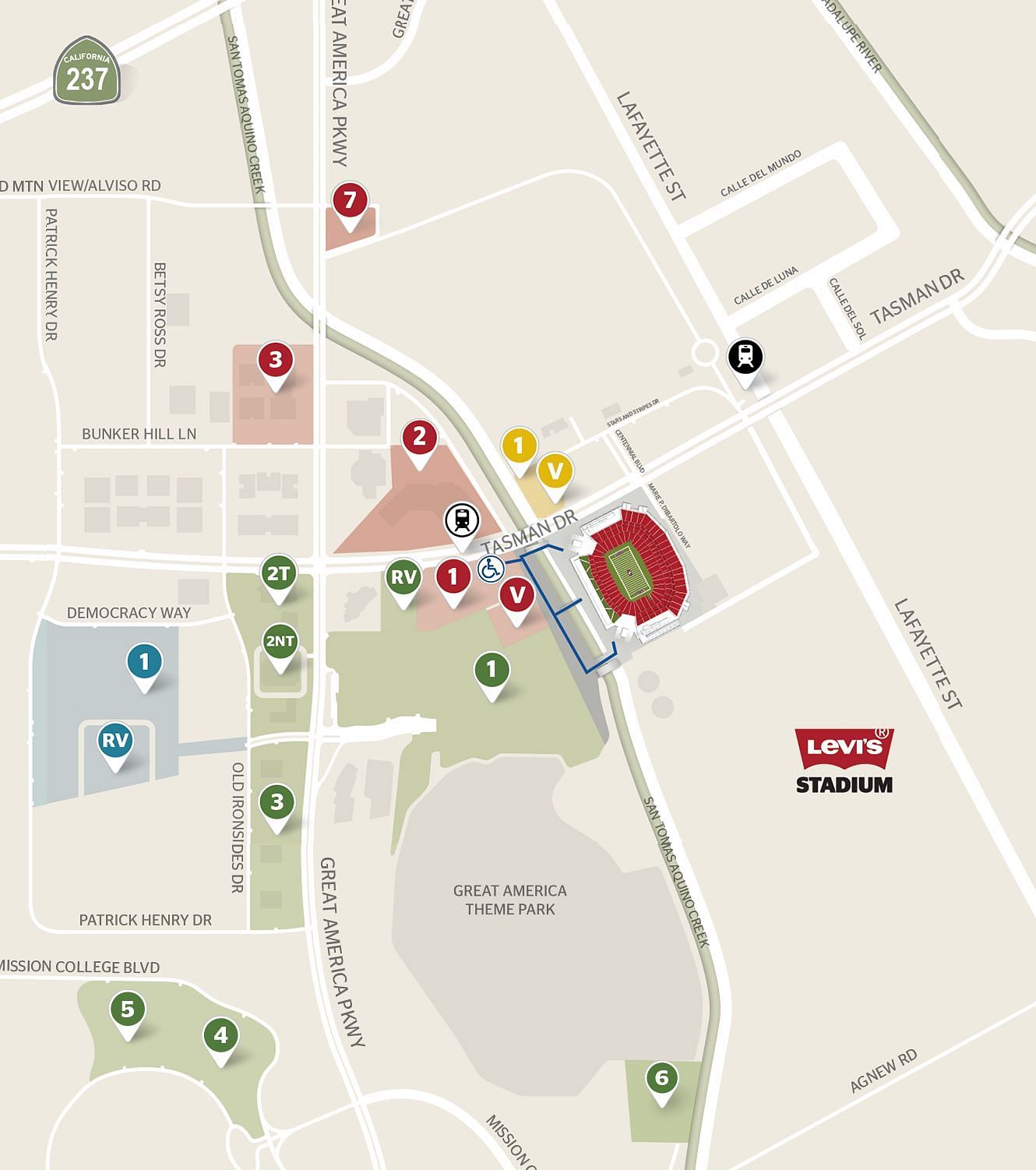 Levi&rsquo;s Stadium parking map