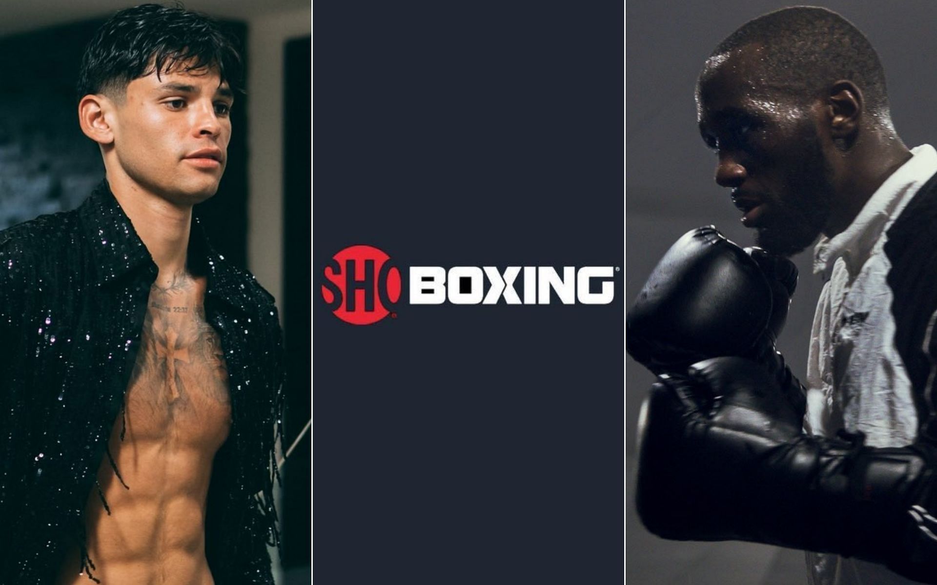 Ryan Garcia [Left], Showtime Boxing logo [Middle], and Terence Crawford [Right] [Photo credit: @RyanGarcia, @ShowtimeBoxing, and @terencecrawford - X]