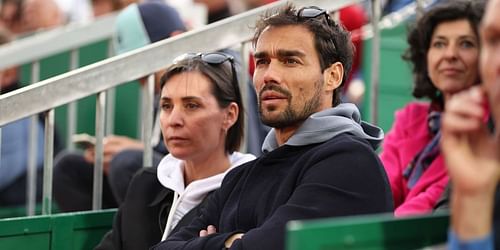 Fabio Fognini pictured with wife Flavia Pennetta at Rolex Monte-Carlo Masters