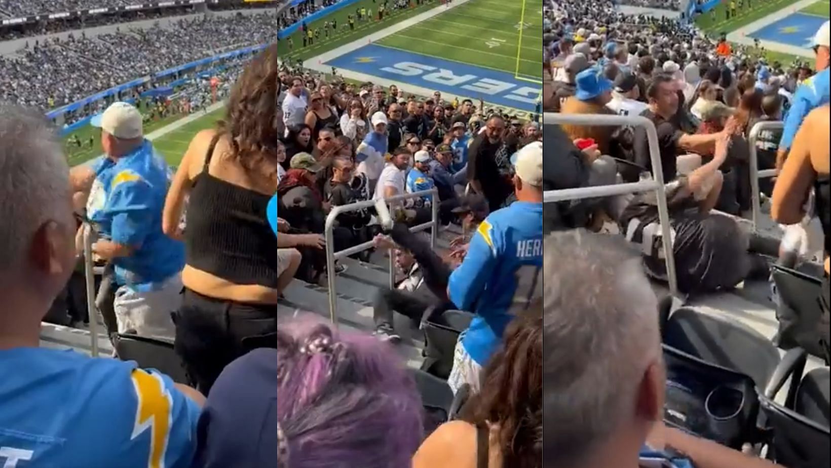 A fight broke out between Chargers and Raiders fans