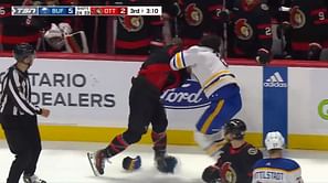 VIDEO: Brady Tkachuk's big punches knock down Alex Tuch onto ice