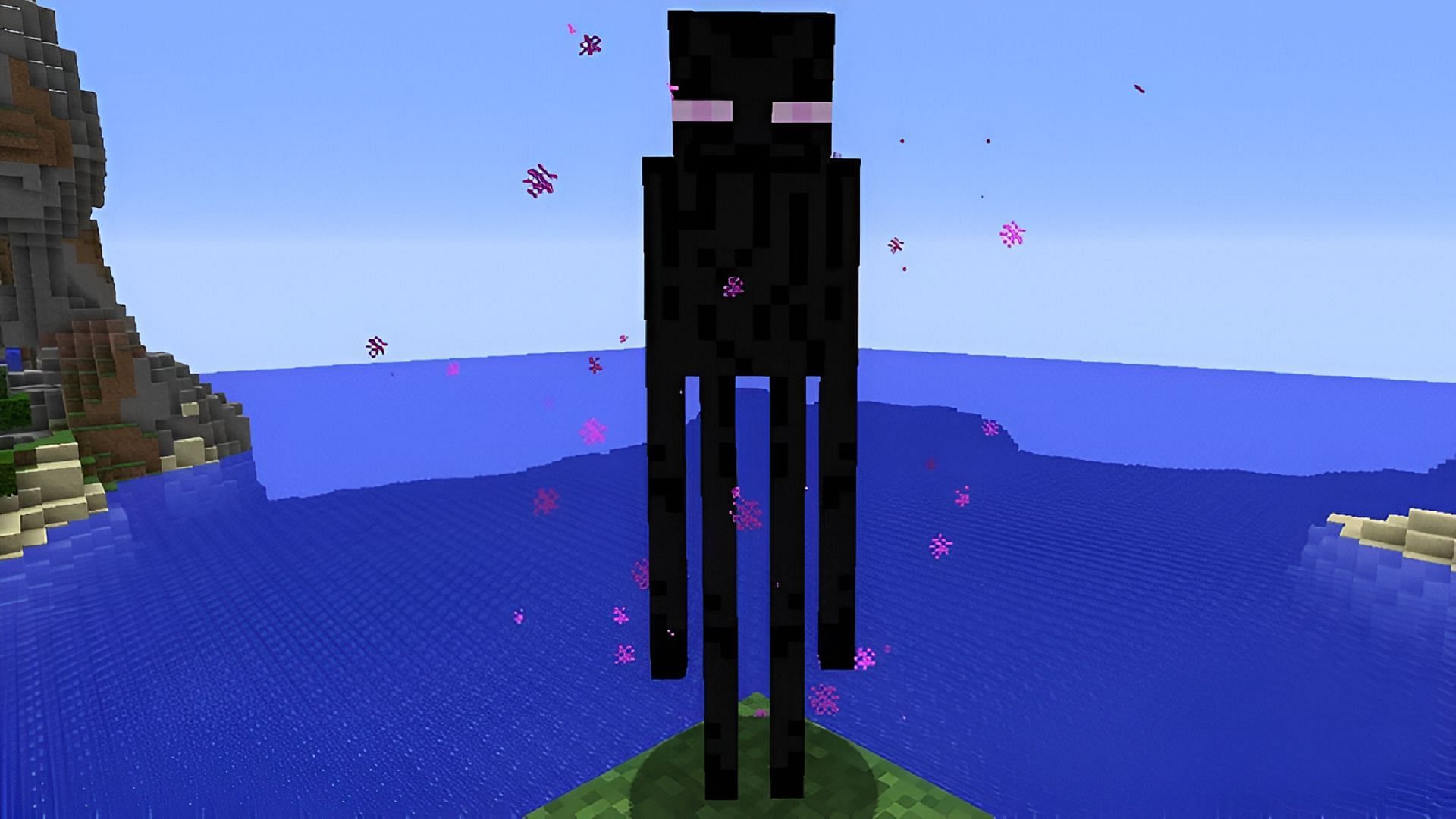 Les Endermen et l'eau ne font pas bon ménage dans Minecraft (Image via Mojang)