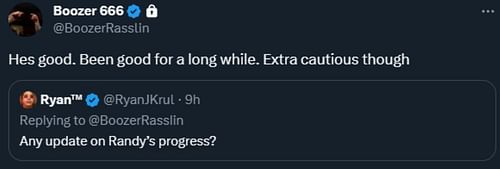 A screenshot of BWE's post on X regarding Randy Orton