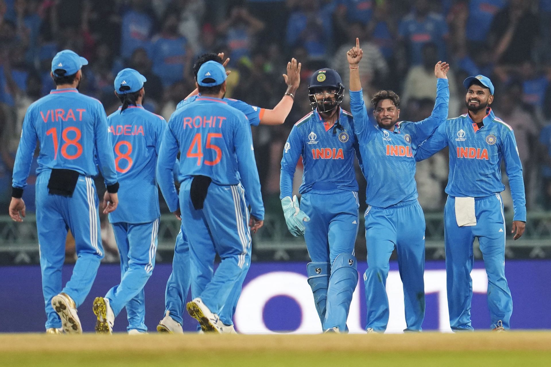 Team India celebrate a wicket against England. (Pic: AP)