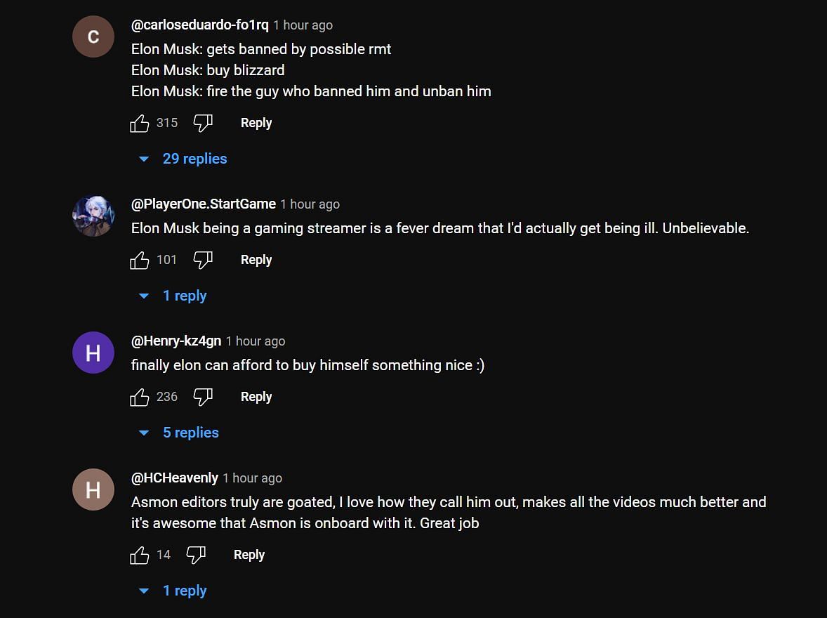 Fan reactions to the clip from YouTube (Image via Asmongold Clips/YouTube)