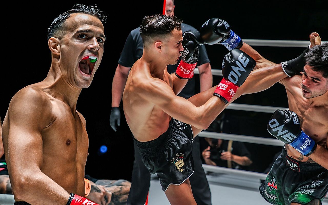 ONE strawweight kickboxing world champion Jonathan Di Bella in action against challenger Danial Williams. -- Photo by ONE Championship