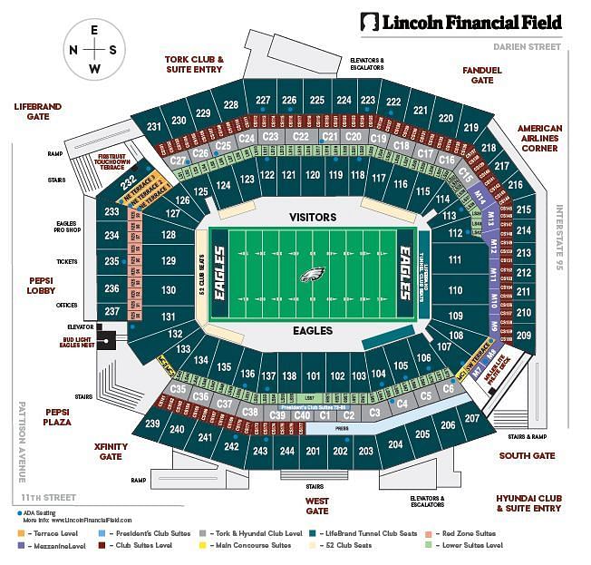 Seating plan of Lincoln Financial Field