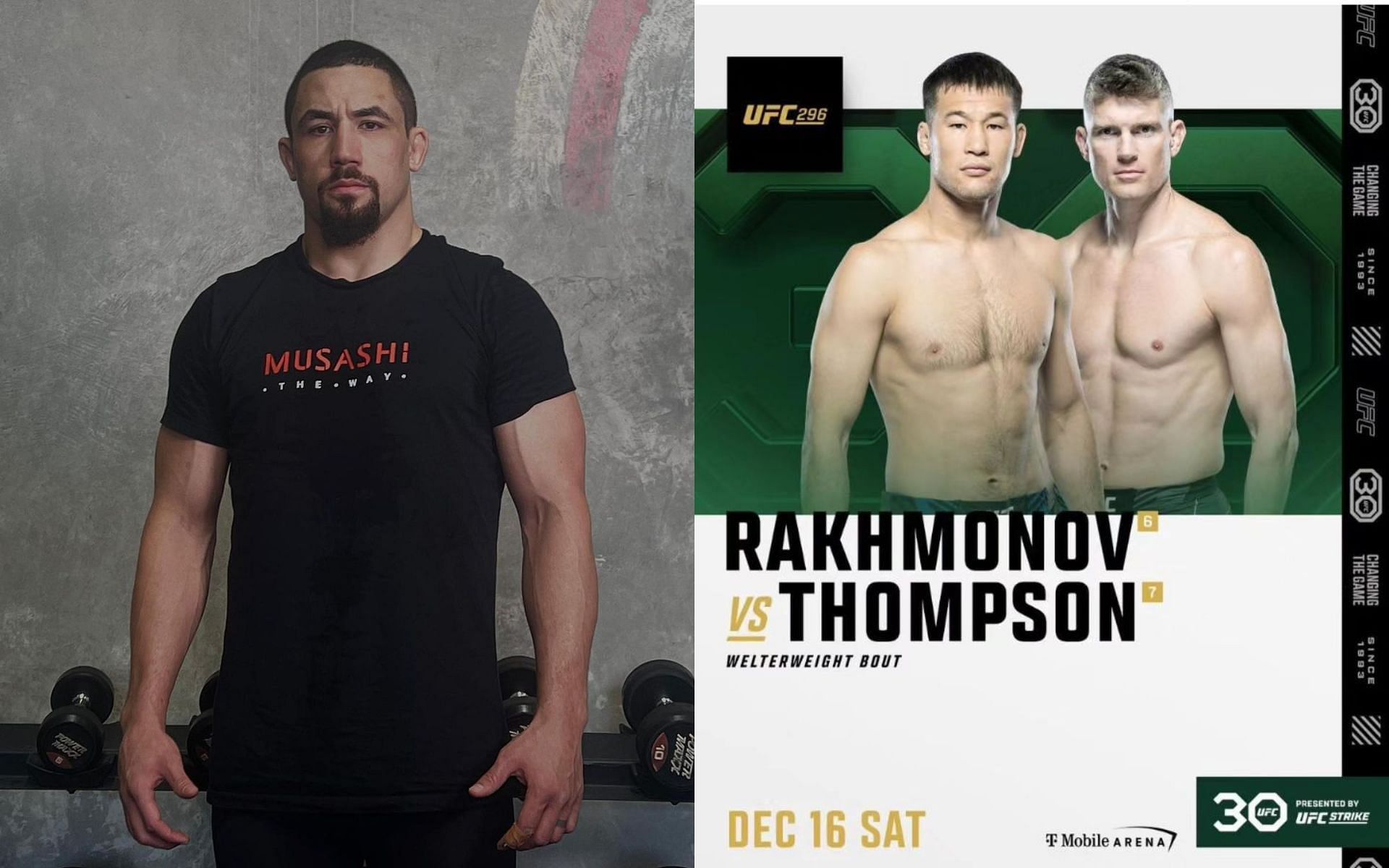 Robert Whittaker (left) and Shavkat Rakhmonov vs Stephen Thompson fight poster (right) (Image credits @wonderboymma and @robwhittakermma on Instagram)