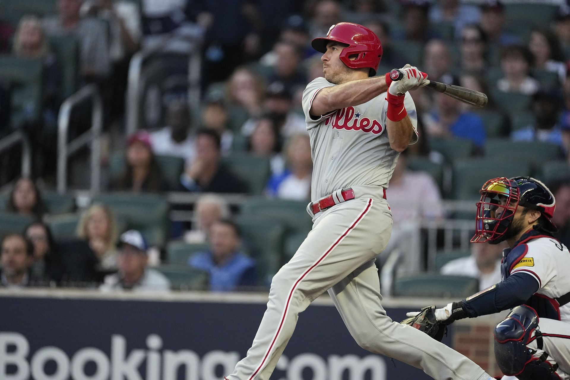 J.T. Realmuto blasted a two-run homer to extend the lead over Atlanta.