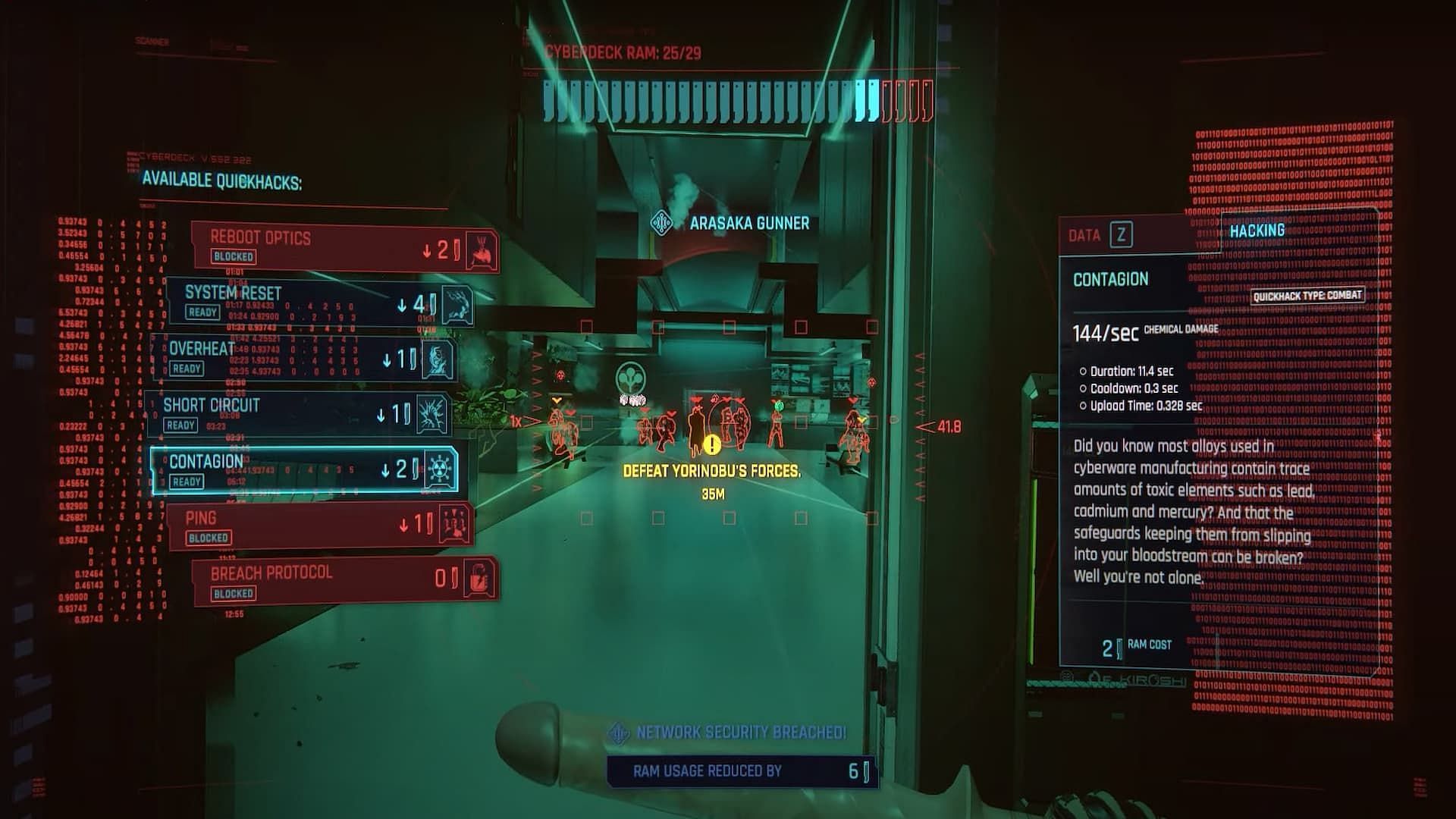 Contagion quickhack in Cyberpunk 2077 Phantom Liberty 2.0 (Image via CD Projekt Red)