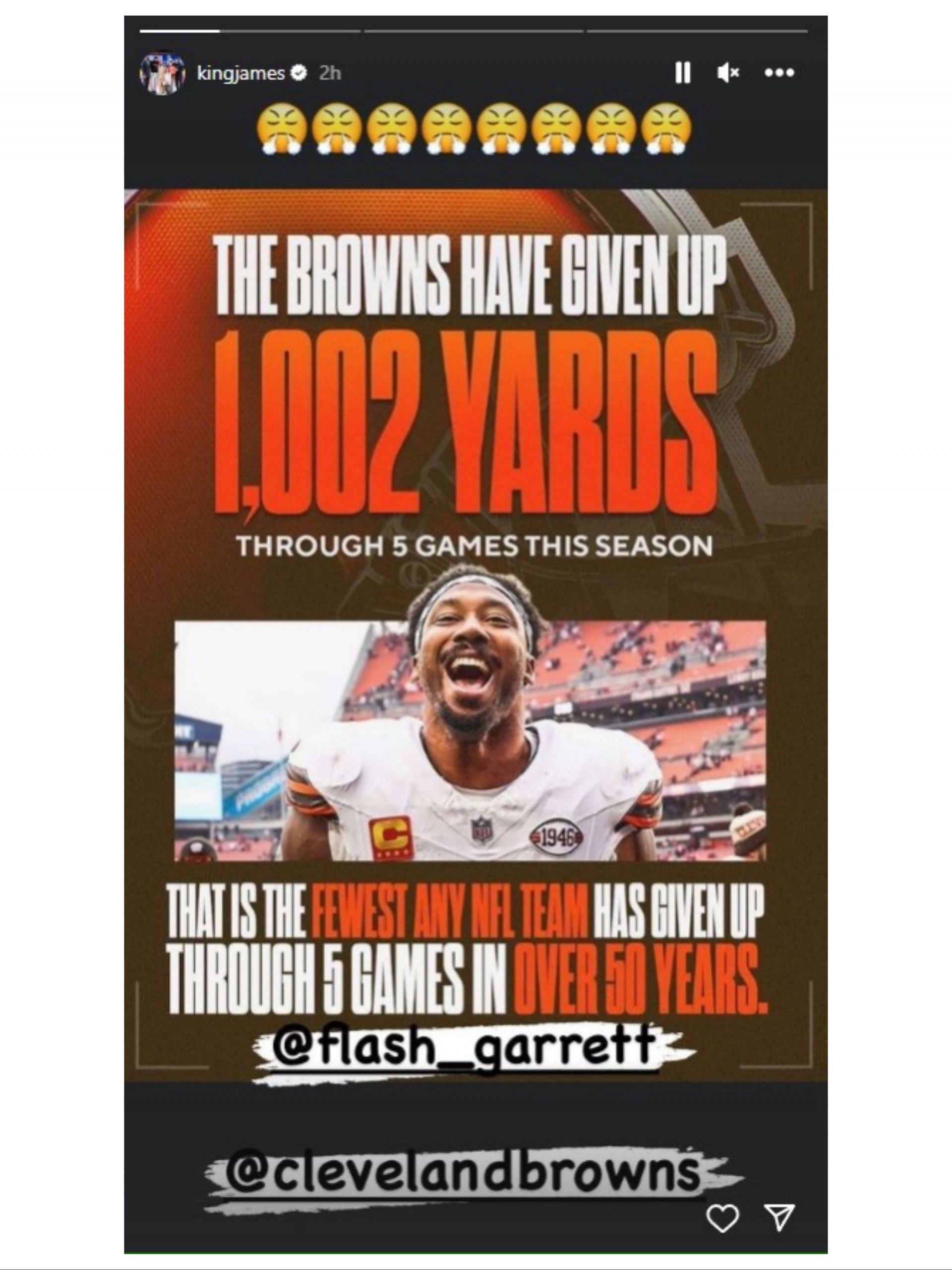 LeBron giving the Browns a shout out on Instagram