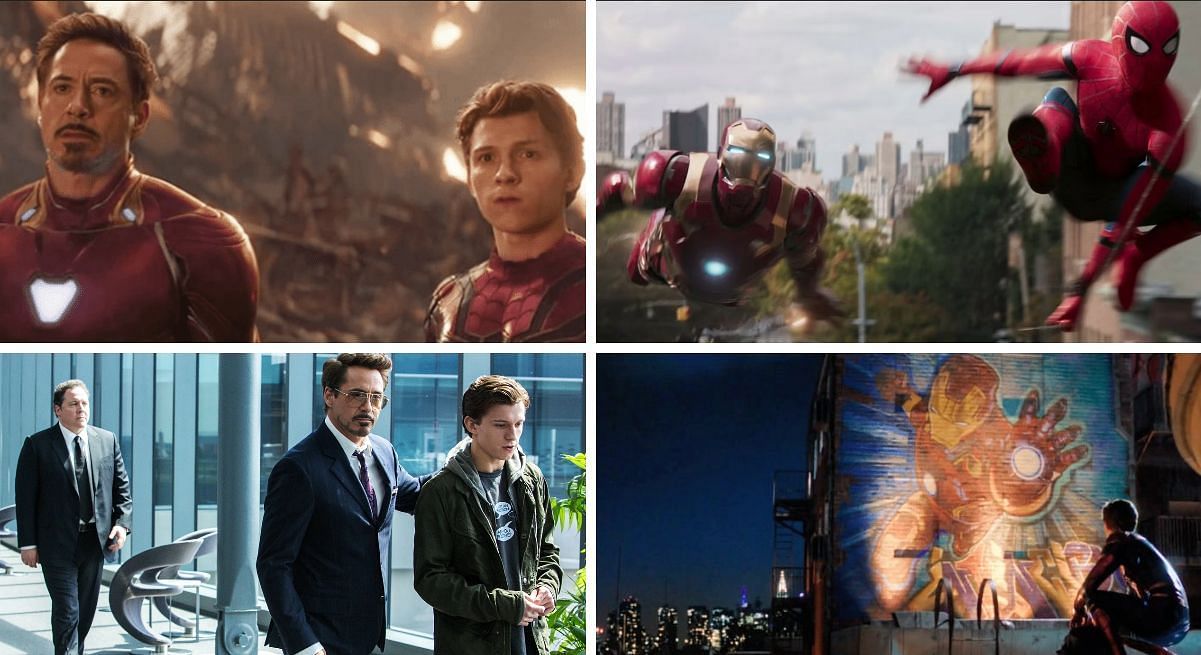 Various instances of Spider-Man and Iron Man together (Image via Sportskeeda)