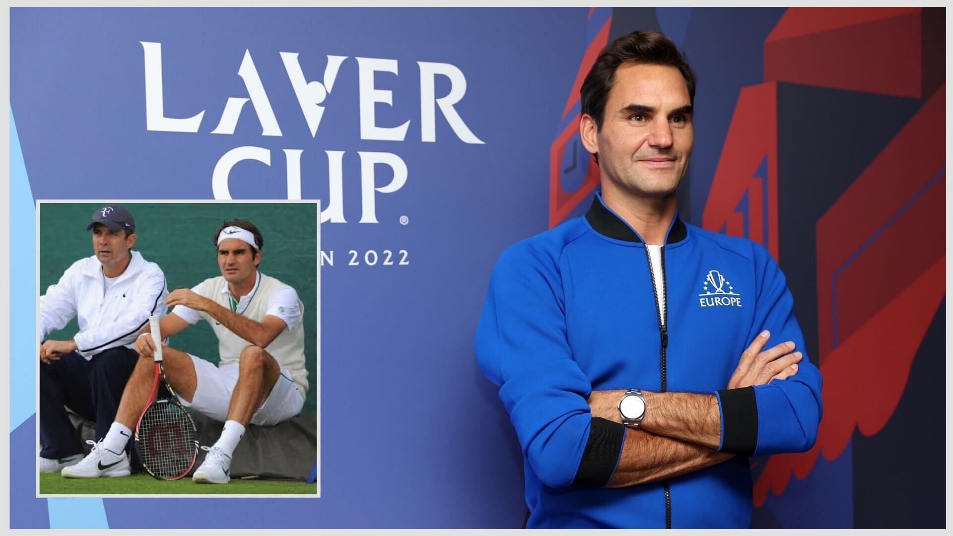 Roger Federer with his former coach Paul Annacone (inset)