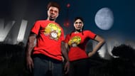 Rockstar's X (formerly Twitter) post for the Red Happy Moon Tee. (Image via X/@RockstarGames)