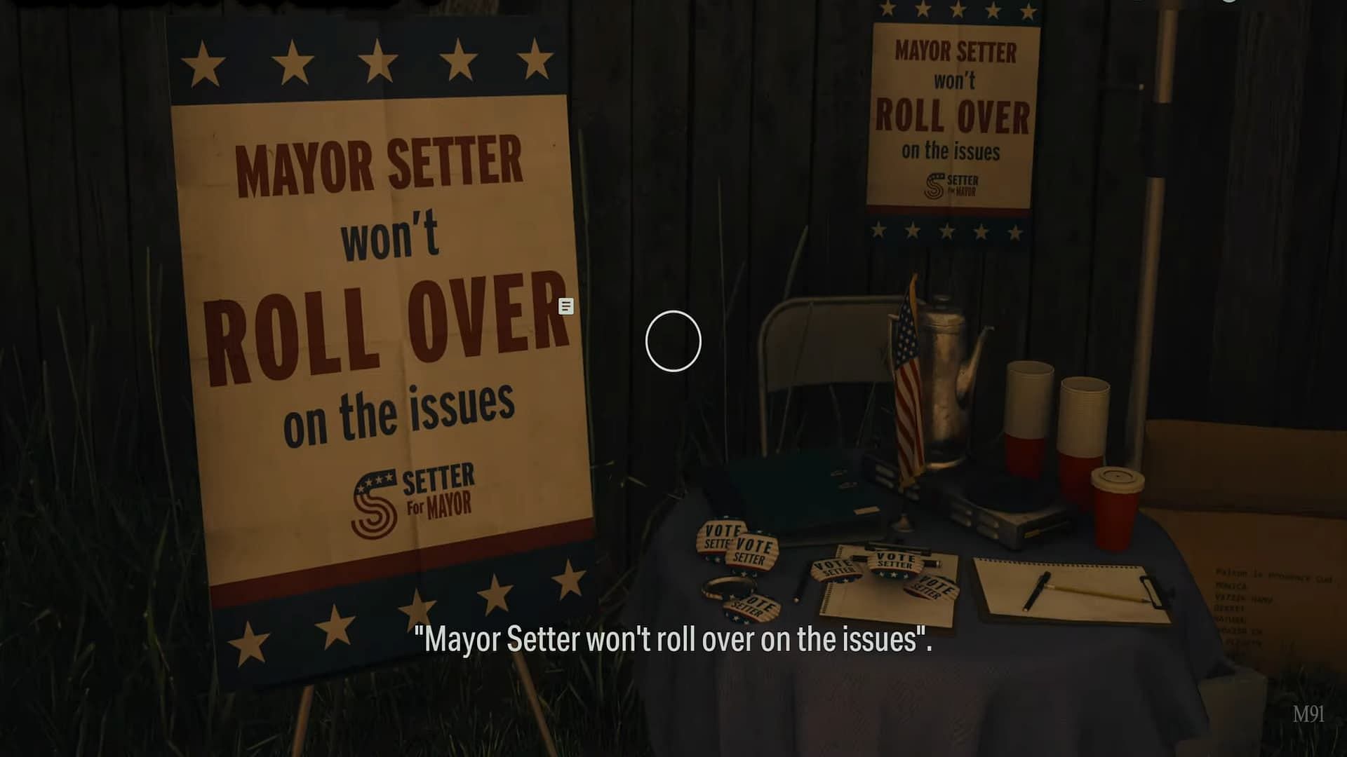 Mayor Setter campaign slogan location (Image via Remedy Entertainment)