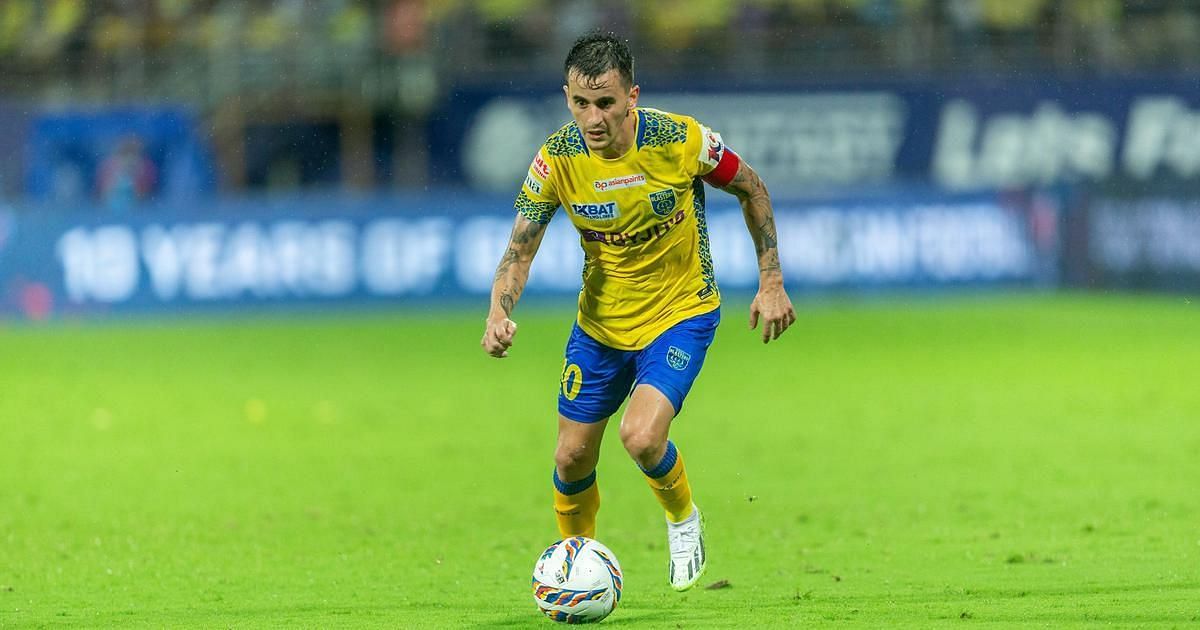 Adrian Luna plays up front for the Kerala Blasters despite being listed as a midfielder.