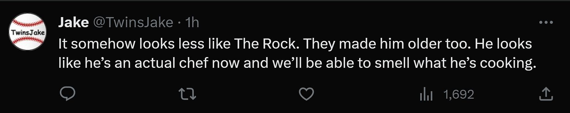 A tweet reply to DF&#039;s post about The Rock statue (Image via X)