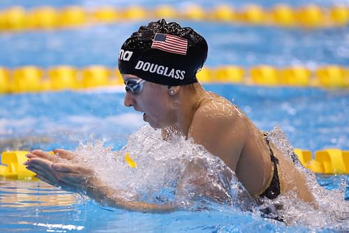 Kate Douglass competes in the women's 200m breaststroke at the 2023 World Aquatics Championships 