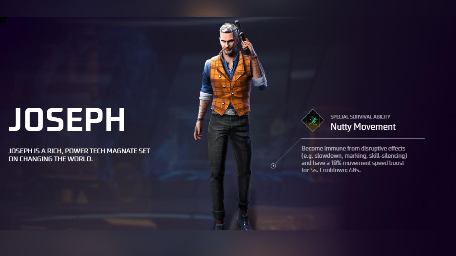 Joseph and his skill in Free Fire (Image via Garena)