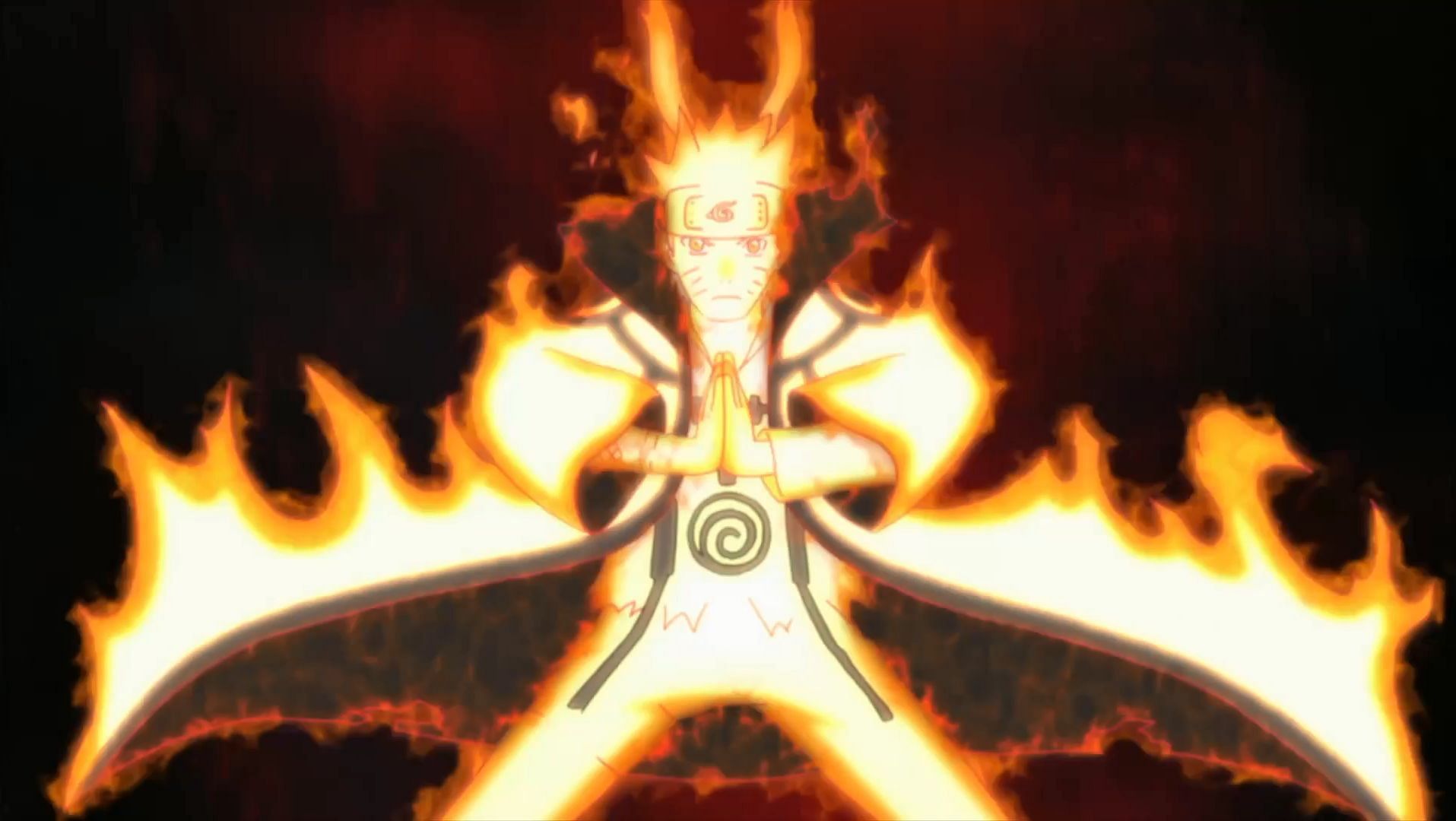 Naruto in the Nine-Tails Chakra mode as seen in the Shippuden series (Image via Studio Pierrot)