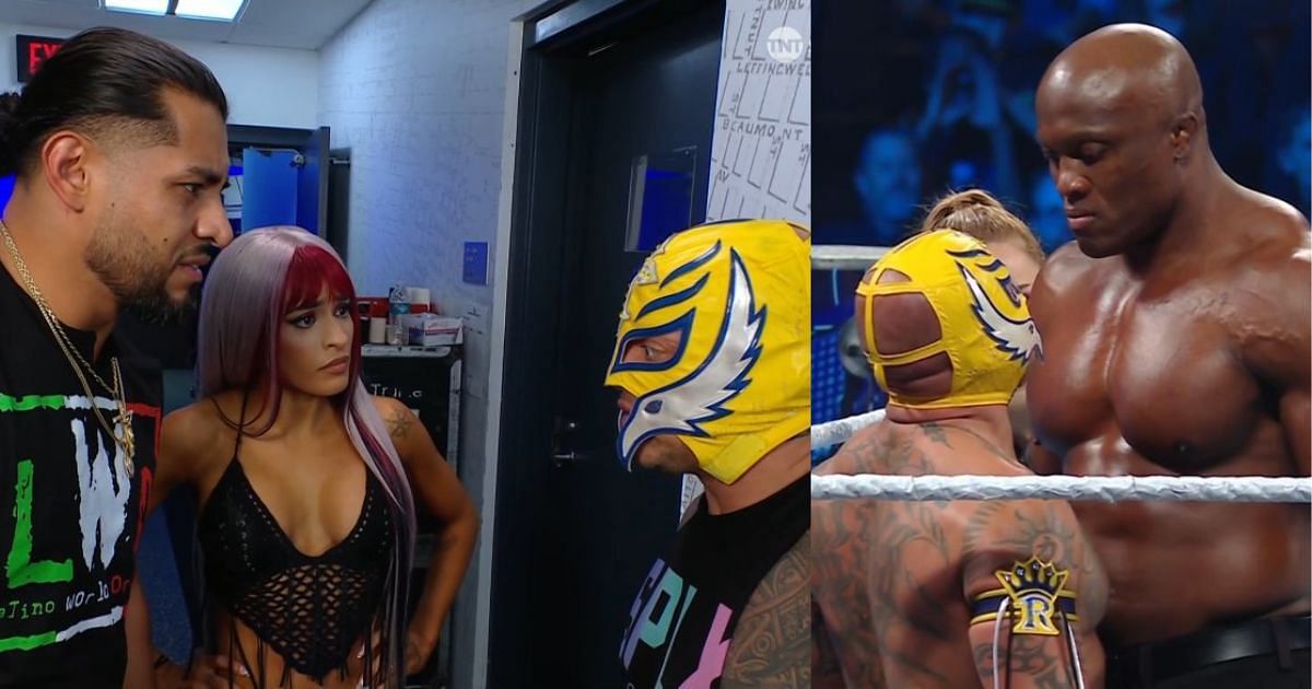 Santos Escobar, Zelina Vega, Rey Mysterio, and Bobby Lashley.