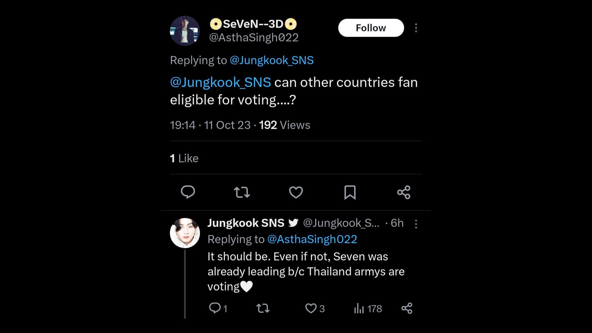 Fans rejoice as Seven is nominated for International Song Of The Year at the TikTok Thailand Awards 2023 (Image via X)