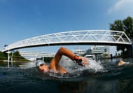 Athletes compete in the open-water race