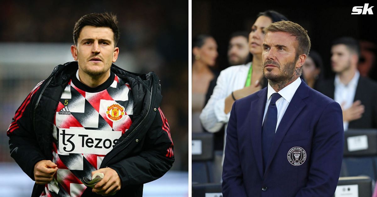 Manchester United centre-back Harry Maguire (left) and David Beckham