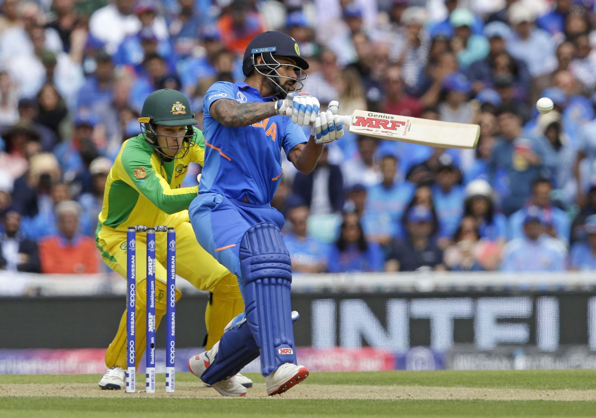 Shikhar Dhawan during his knock against the Aussies in the 2019 World Cup. (Pic: Getty Images)