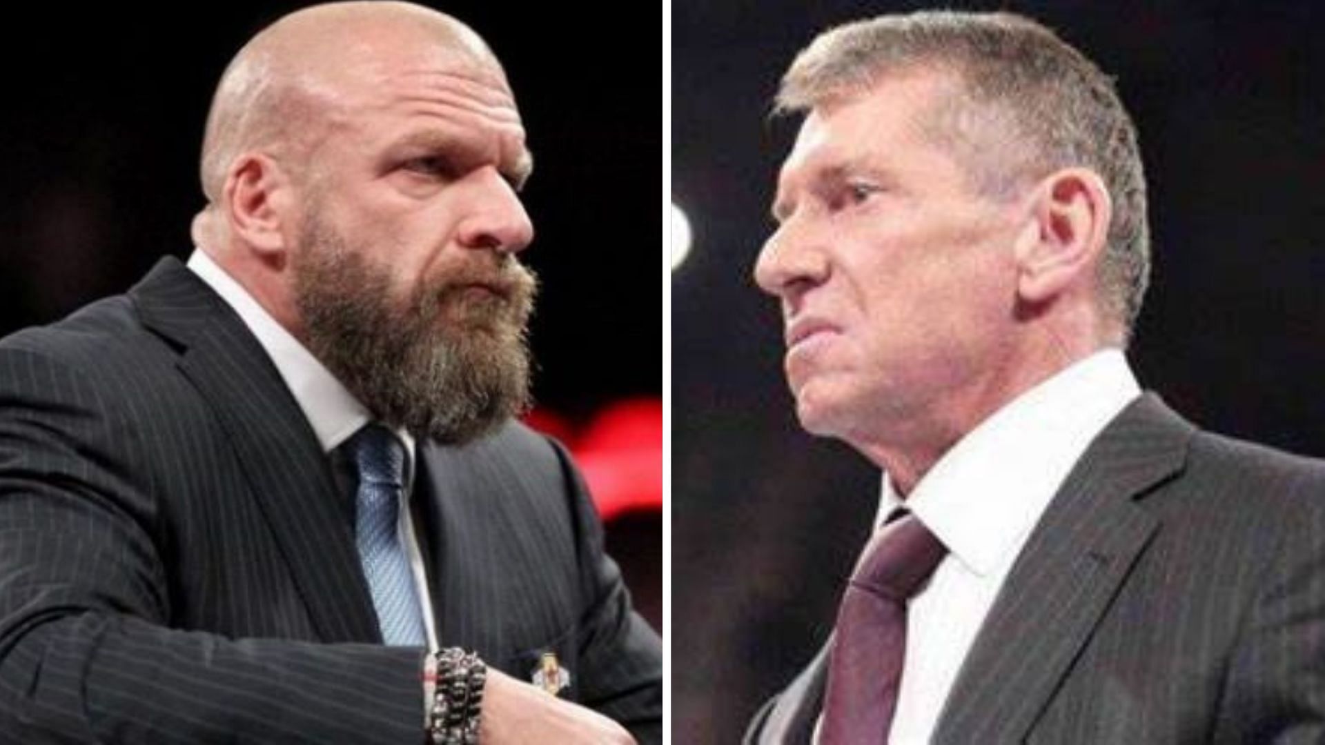Triple H on the left, Vince McMahon on the right
