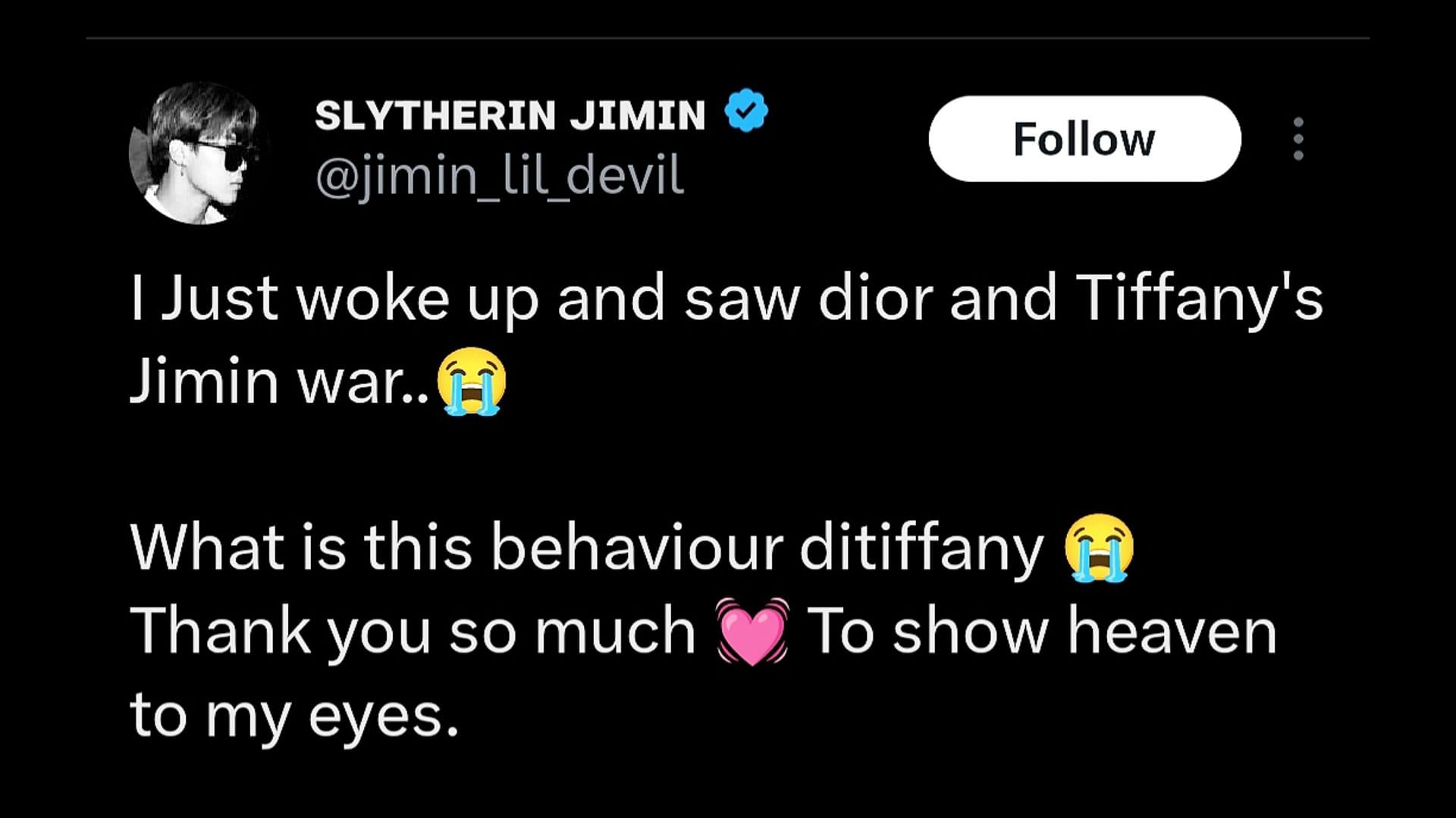 Tiffany &amp; Co and Dior War for Jimin according to Fans (Image via X)