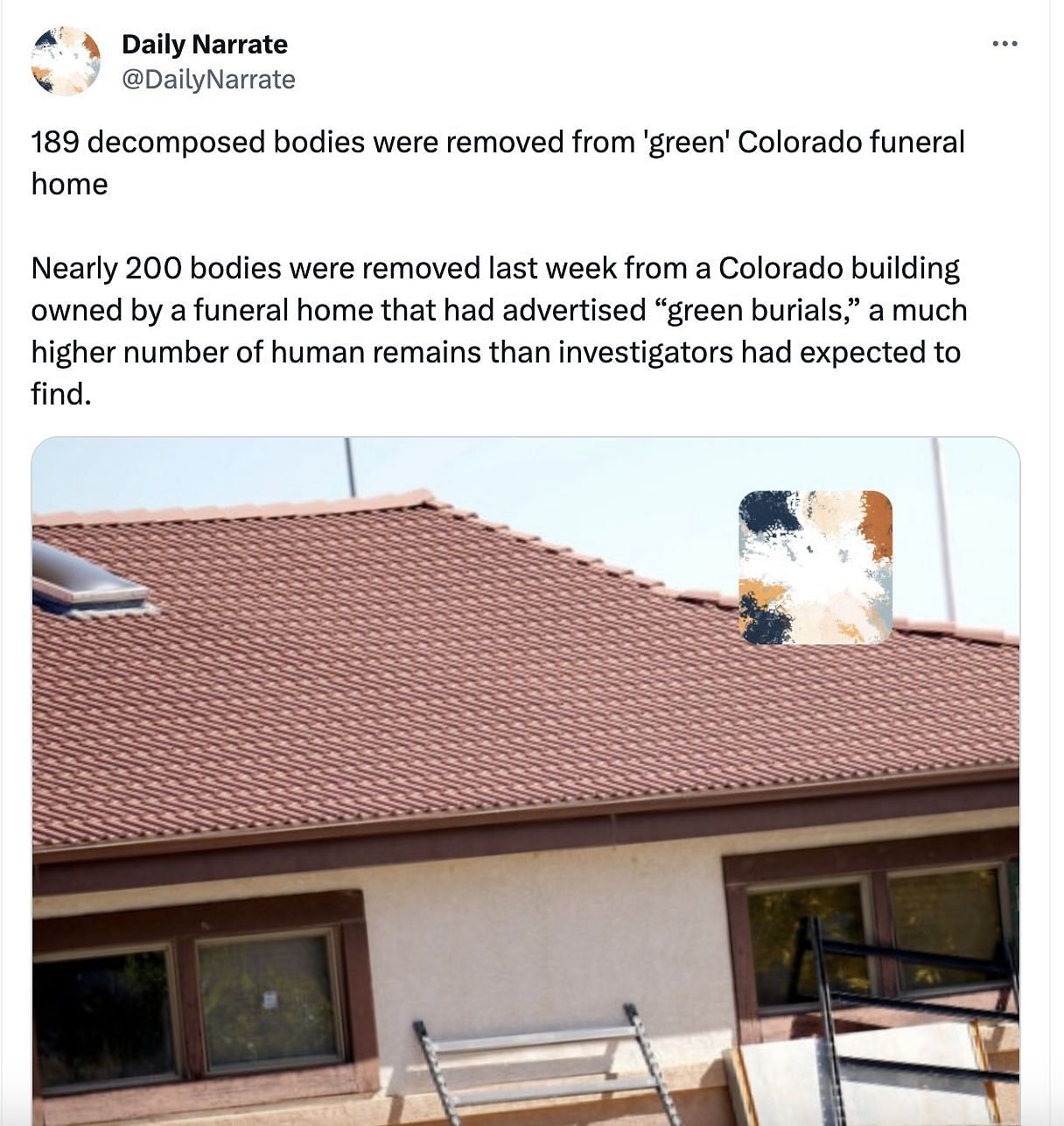 Social media users reacted to 189 bodies being discovered inside the green burial home in Colorado. (Image via Twitter)