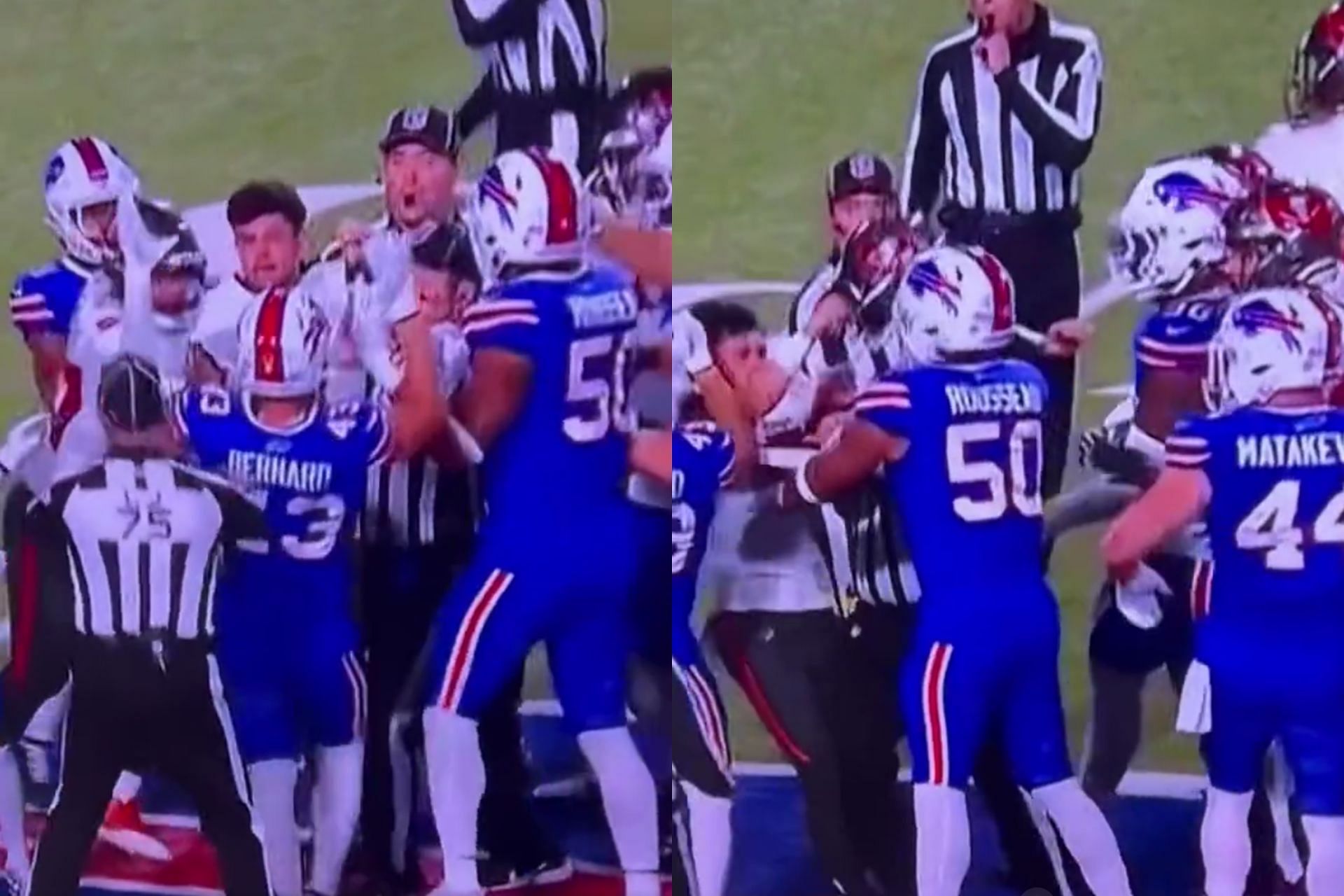 Jake Camarda not getting penalized by refs for swinging helmet at Bills player leaves NFL fans stunned