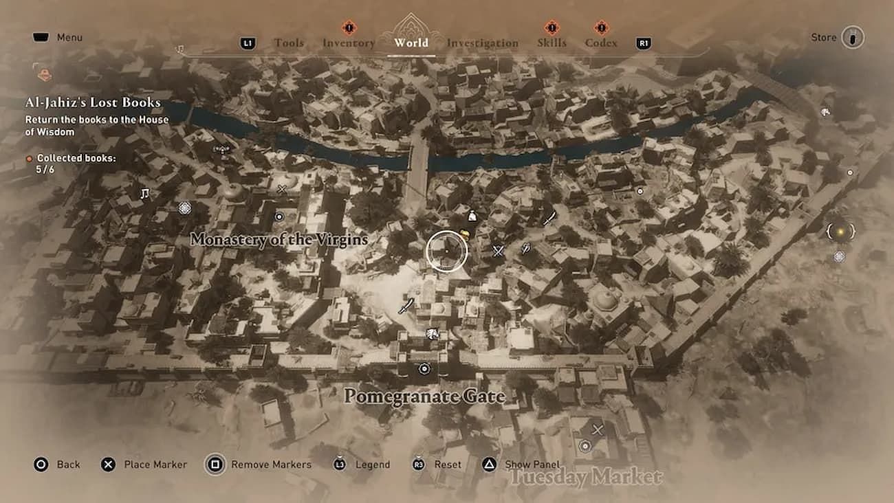 Pickpocketing the artifacts from Karkh in Assassin&#039;s Creed Mirage (Image via Ubisoft)