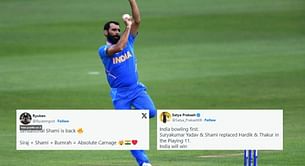 "India will win" - Fans react as Mohammed Shami replaces Shardul Thakur for IND vs NZ 2023 World Cup match