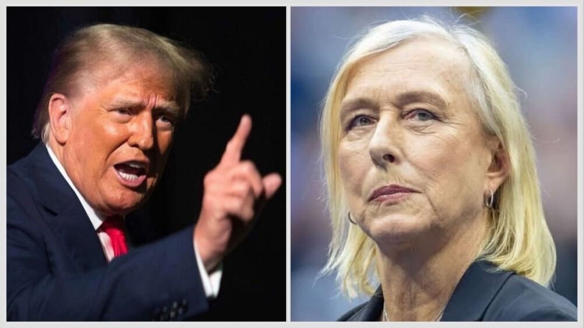 Donald Trump (L) and Martina Navratilova (R)