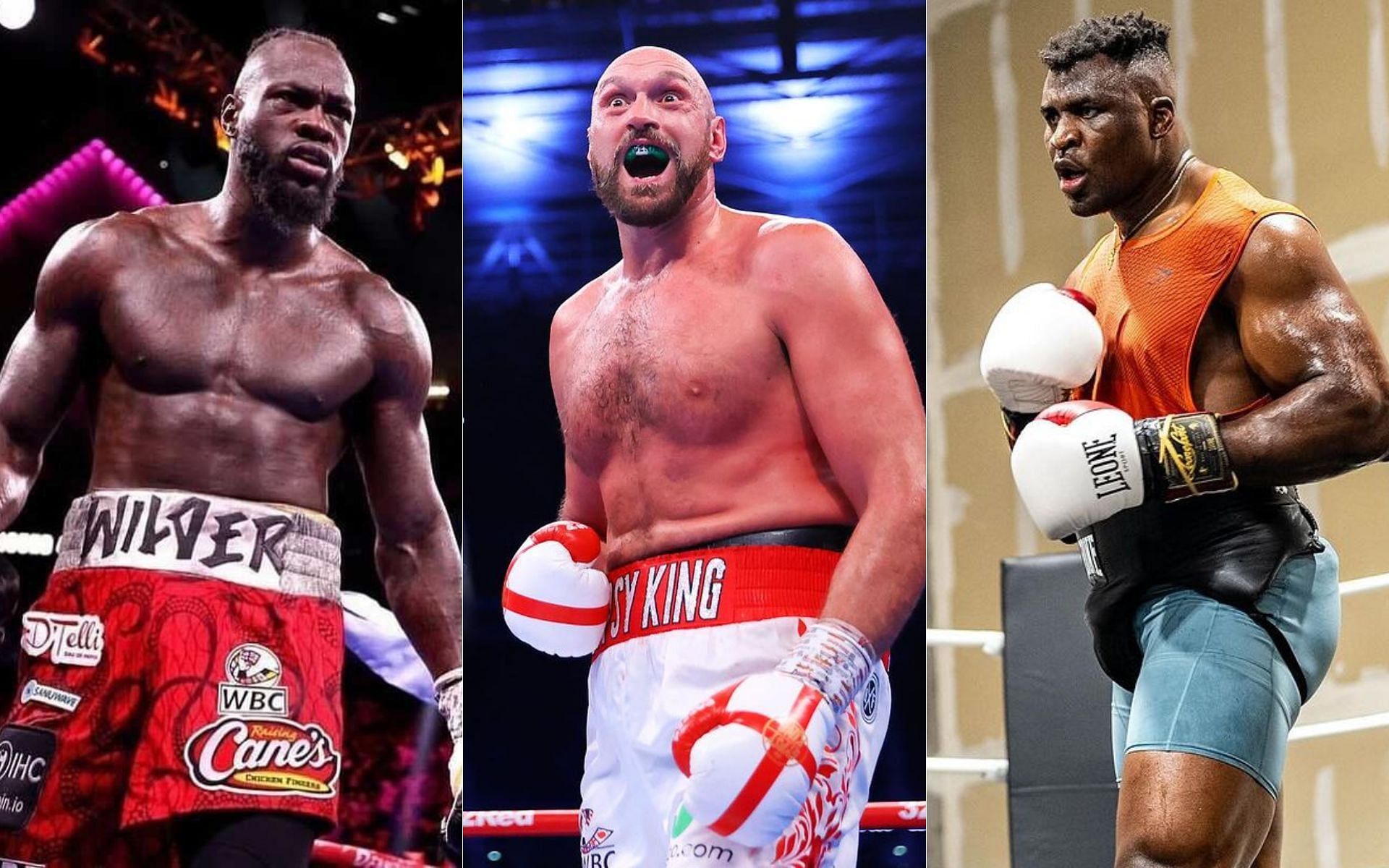 Deontay Wilder (left) Tyson Fury (center) Francis Ngannou (right) [Image courtesy @tysonfury @bronzebomber @francisngannou on Instagram]