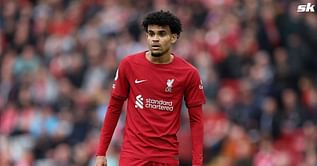 Luis Diaz reacts after Diogo Jota's heartwarming gesture in Liverpool's 3-0 win over Nottingham Forest