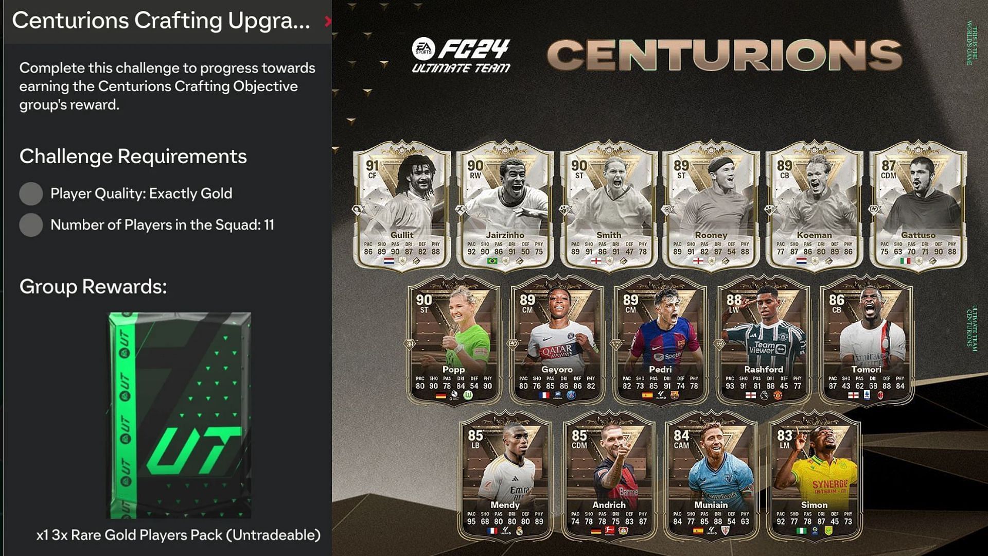 Centurions Crafting Upgrade SBC Objective list (Image via EA Sports)