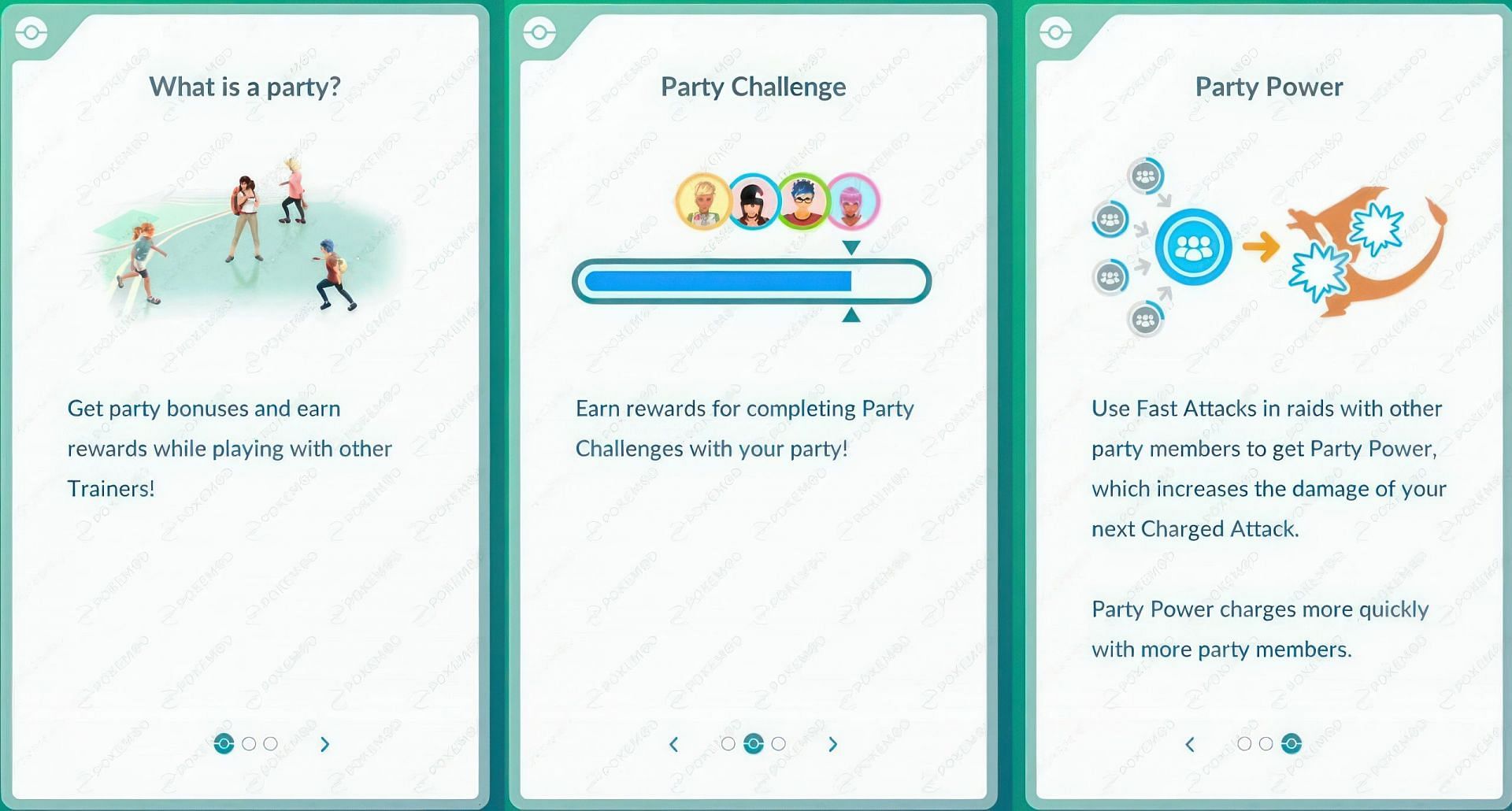 Some leaked screenshots of the Party Play feature (Image via Niantic || The Pokemod Group on X)