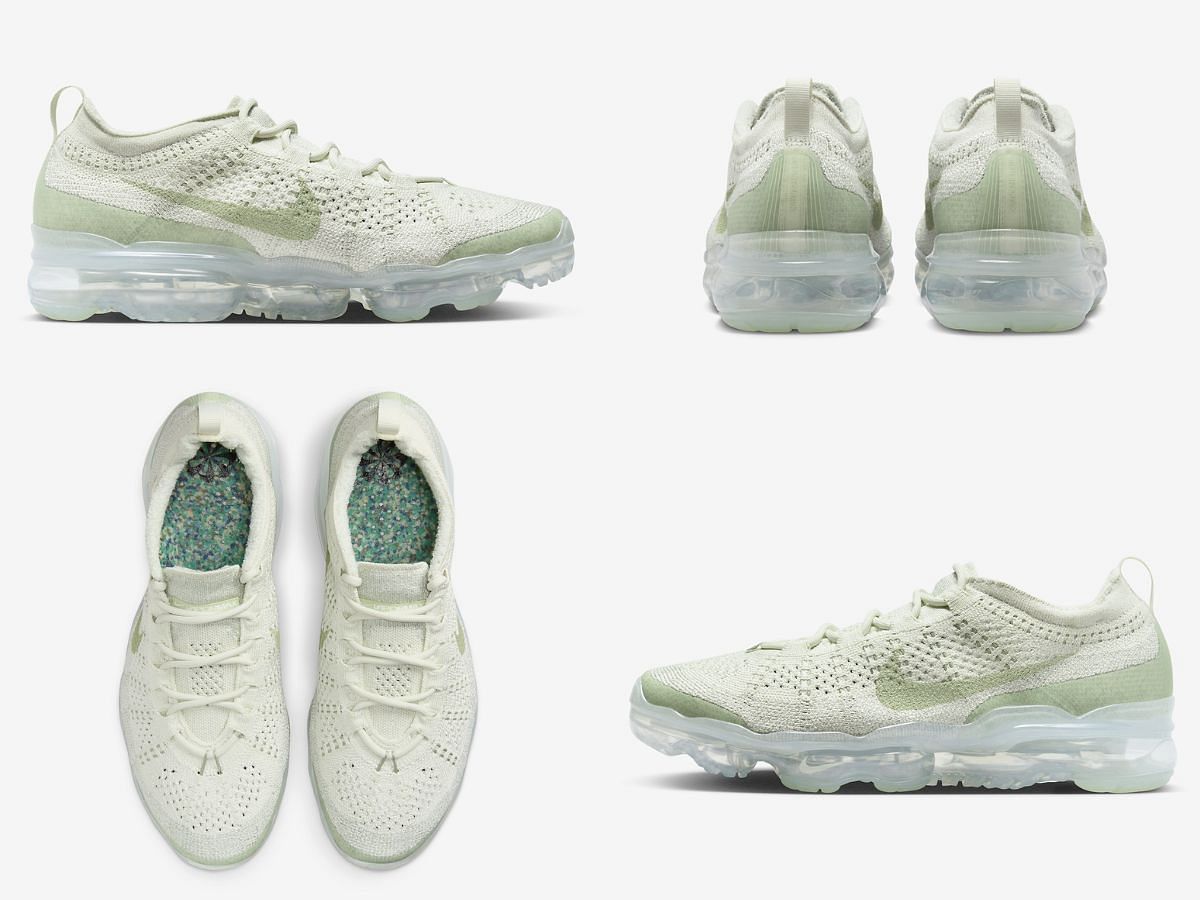 The Nike Vapormax Flyknit 2023 &quot;Honeydew&quot; sneakers are constructed with sustainability in mind (Image via Sportskeeda)