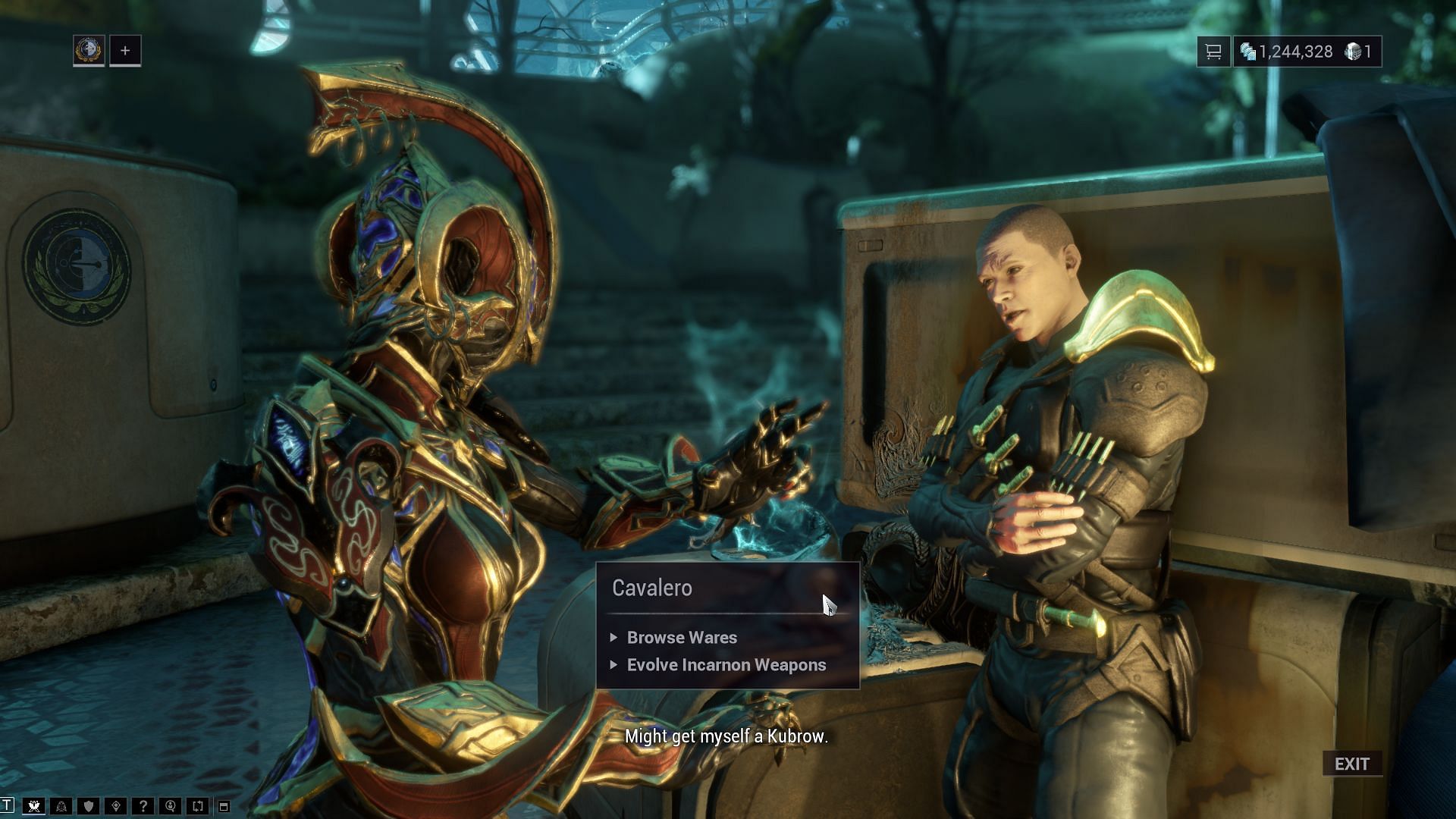 Cavalero in Chrysalith can install Incarnon Genesis upgrades on your Warframe&#039;s weapons (Image via Digital Extremes)