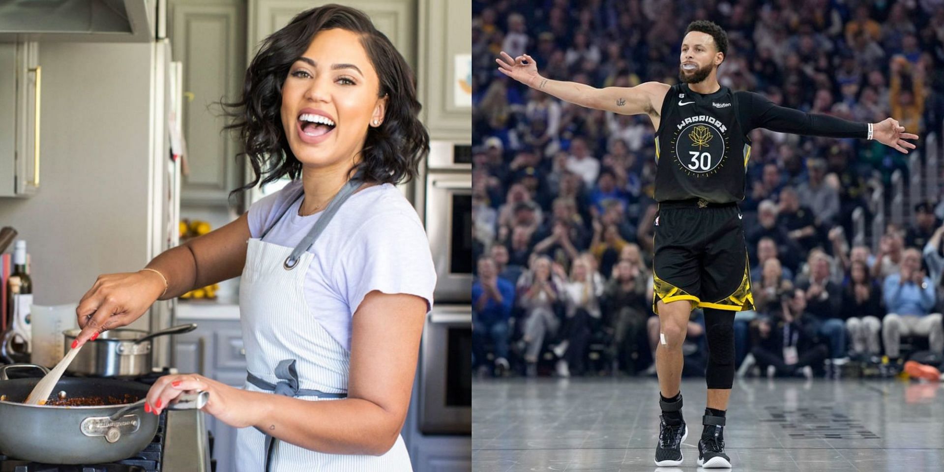 Ayesha Curry prepares a meal ahead of Steph Curry and the Golden State Warriors first preseason game