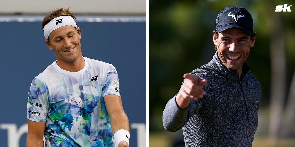 Casper Ruud (L) and Rafael Nadal (R)