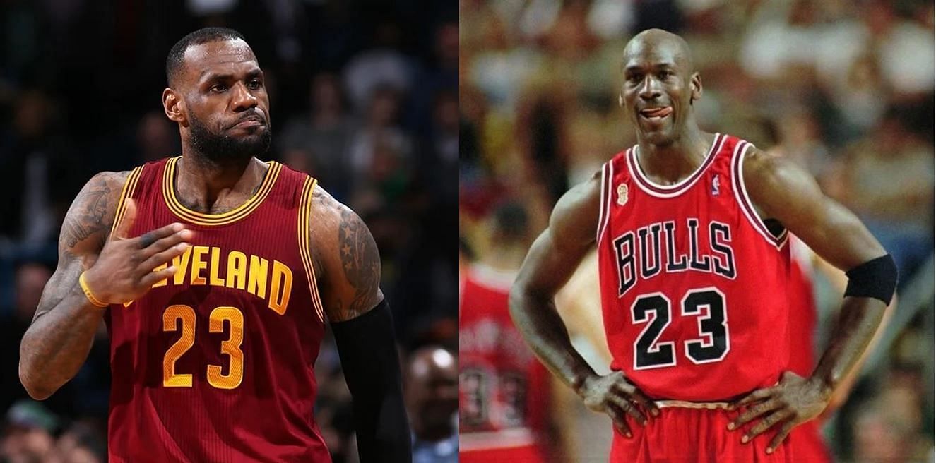 LeBron James (L) and Michael Jordan (R) inspired a generation of players while sporting number 23 on their jerseys.