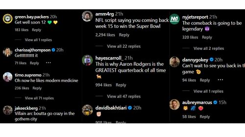 Image Credit: Aaron Rodgers' Instagram post's comment section